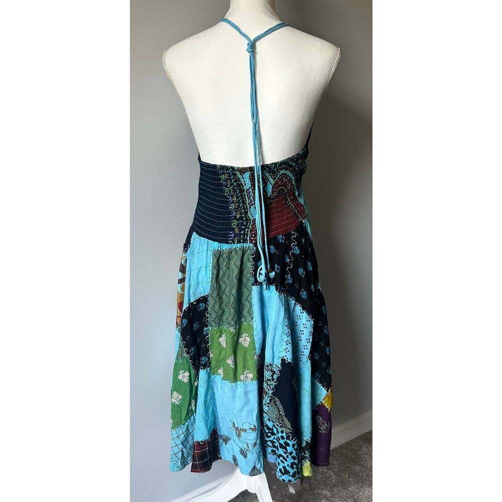Vintage Advance Patchwork Fairy Boho Festival Mini Sun Dress Size Medium - Picture 3 of 4